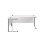 Jemini Radial Left Hand Cantilever Desk 1800x1200x730mm White/Silver KF807797