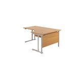 Jemini Radial Right Hand Cantilever Desk 1800x1200x730mm Nova Oak/Silver KF807841
