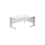 Jemini Radial Right Hand Cantilever Desk 1800x1200x730mm White/Silver KF807858