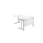 Jemini Radial Right Hand Cantilever Desk 1800x1200x730mm White/Silver KF807858