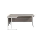 Jemini Radial Left Hand Cantilever Desk 1800x1200x730mm Grey Oak/White KF807896