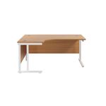 Jemini Radial Left Hand Cantilever Desk 1800x1200x730mm Nova Oak/White KF807902