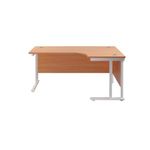 Jemini Radial Right Hand Cantilever Desk 1800x1200x730mm Beech/White KF807940
