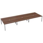 Jemini 6 Person Bench Desk 3600x1600x730mm Dark Walnut/White KF808831