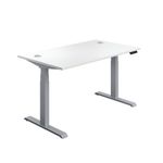 Jemini Sit/Stand Height Adjustable Desk 1200x800 Wht/Slv KF809739