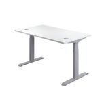 Jemini Sit/Stand Height Adjustable Desk 1200x800 Wht/Slv KF809739