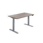 Jemini Sit/Stand Height Adjustable Desk 1400x800 GOak/Slv KF809821