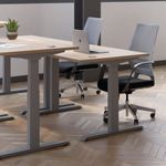 Jemini Sit/Stand Height Adjustable Desk 1400x800 GOak/Slv KF809821