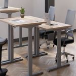 Jemini Sit/Stand Height Adjustable Desk 1400x800 Wht/Slv KF809852