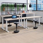 Jemini Sit/Stand Height Adjustable Desk 1400x800 Wht/Slv KF809852