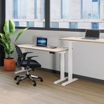 Jemini Sit/Stand Height Adjustable Desk 1400x800 Wht/Slv KF809852