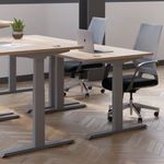 Jemini Sit/Stand Height Adjustable Desk 1400x800 GOak/Wht KF809883