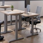 Jemini Sit/Stand Height Adjustable Desk 1600x800 GOak/Slv KF809944