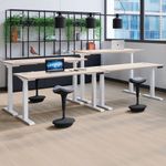 Jemini Sit/Stand Height Adjustable Desk 1600x800 GOak/Slv KF809944