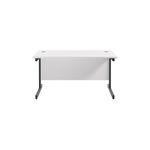 Jemini Rectangular Single Upright Cantilever Desk 1400x800x730mm White/Black KF810780