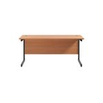 Jemini Rectangular Single Upright Cantilever Desk 1600x600x730mm Beech/Black KF810797