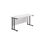 Jemini Rectangular Double Upright Cantilever Desk 1400x600x730mm White/Black KF810803