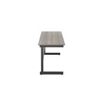 Jemini Rectangular Single Upright Cantilever Desk 1600x600x730mm Grey Oak/Black KF810827