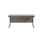 Jemini Rectangular Single Upright Cantilever Desk 1600x600x730mm Grey Oak/Black KF810827