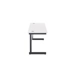 Jemini Rectangular Single Upright Cantilever Desk 1600x600x730mm White/Black KF810858