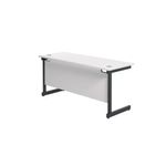Jemini Rectangular Single Upright Cantilever Desk 1600x600x730mm White/Black KF810858