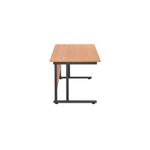 Jemini Rectangular Double Upright Cantilever Desk 1400x800x730mm Beech/Black KF810872