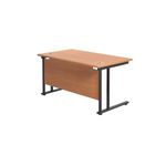Jemini Rectangular Double Upright Cantilever Desk 1400x800x730mm Beech/Black KF810872