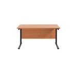 Jemini Rectangular Double Upright Cantilever Desk 1400x800x730mm Beech/Black KF810872