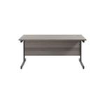 Jemini Rectangular Single Upright Cantilever Desk 1600x800x730mm Grey Oak/Black KF810896