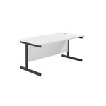 Jemini Rectangular Single Upright Cantilever Desk 1600x800x730mm White/Black KF810926