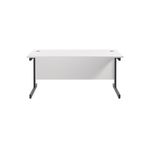 Jemini Rectangular Single Upright Cantilever Desk 1600x800x730mm White/Black KF810926