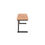 Jemini Rectangular Single Upright Cantilever Desk 1800x600x730mm Beech/Black KF810933