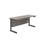 Jemini Rectangular Single Upright Cantilever Desk 1800x600x730mm Grey Oak/Black KF810964