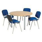 Jemini Circular Meeting Table 1200x1200x730mm Nova Oak/Silver KF816585