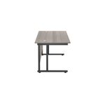 Jemini Rectangular Double Upright Cantilever Desk 1400x800x730mm Grey Oak/Black KF819066