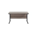 Jemini Rectangular Double Upright Cantilever Desk 1400x800x730mm Grey Oak/Black KF819066