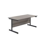 Jemini Rectangular Single Upright Cantilever Desk 1800x800x730mm Grey Oak/Black KF819431