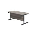 Jemini Rectangular Single Upright Cantilever Desk 1800x800x730mm Grey Oak/Black KF819431