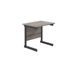 Jemini Rectangular Single Upright Cantilever Desk 800x600x730mm Grey Oak/Black KF819509
