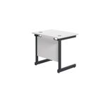 Jemini Rectangular Double Upright Cantilever Desk 800x600x730mm White/Black KF819530