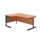 Jemini Radial Left Hand Single Upright Cantilever Desk 1600x1200x730mm Beech/Black KF819615