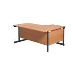 Jemini Radial Left Hand Single Upright Cantilever Desk 1600x1200x730mm Beech/Black KF819615