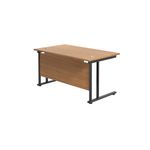 Jemini Rectangular Double Upright Cantilever Desk 1400x800x730mm Nova Oak/Black KF819622