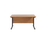 Jemini Rectangular Double Upright Cantilever Desk 1400x800x730mm Nova Oak/Black KF819622