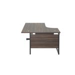 Jemini Radial Left Hand Single Upright Cantilever Desk 1600x1200x730mm Walnut/Black KF819639