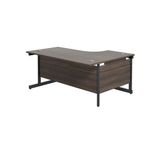 Jemini Radial Left Hand Single Upright Cantilever Desk 1600x1200x730mm Walnut/Black KF819639