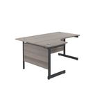 Jemini Radial Left Hand Single Upright Cantilever Desk 1600x1200x730mm Grey Oak/Black KF819646