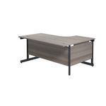 Jemini Radial Left Hand Single Upright Cantilever Desk 1600x1200x730mm Grey Oak/Black KF819646