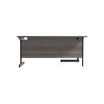 Jemini Radial Left Hand Single Upright Cantilever Desk 1600x1200x730mm Grey Oak/Black KF819646