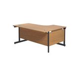 Jemini Radial Left Hand Single Upright Cantilever Desk 1600x1200x730mm Nova Oak/Black KF819660